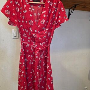 French Connection Red Floral Midi Dress